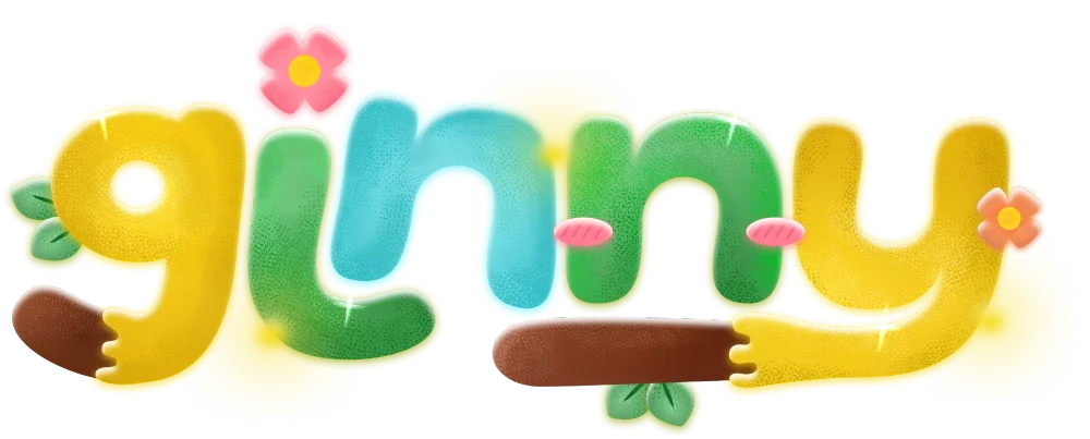 Hand-lettered name graphic: Ginny