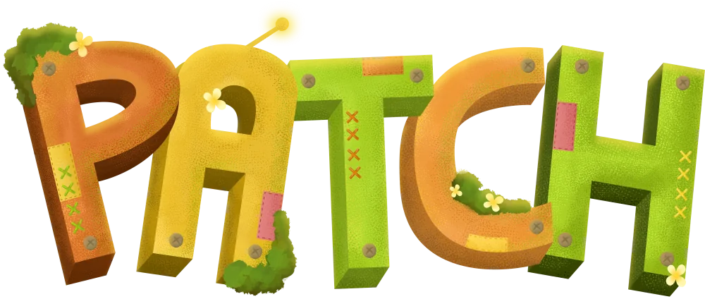 Hand-lettered name graphic: Patch